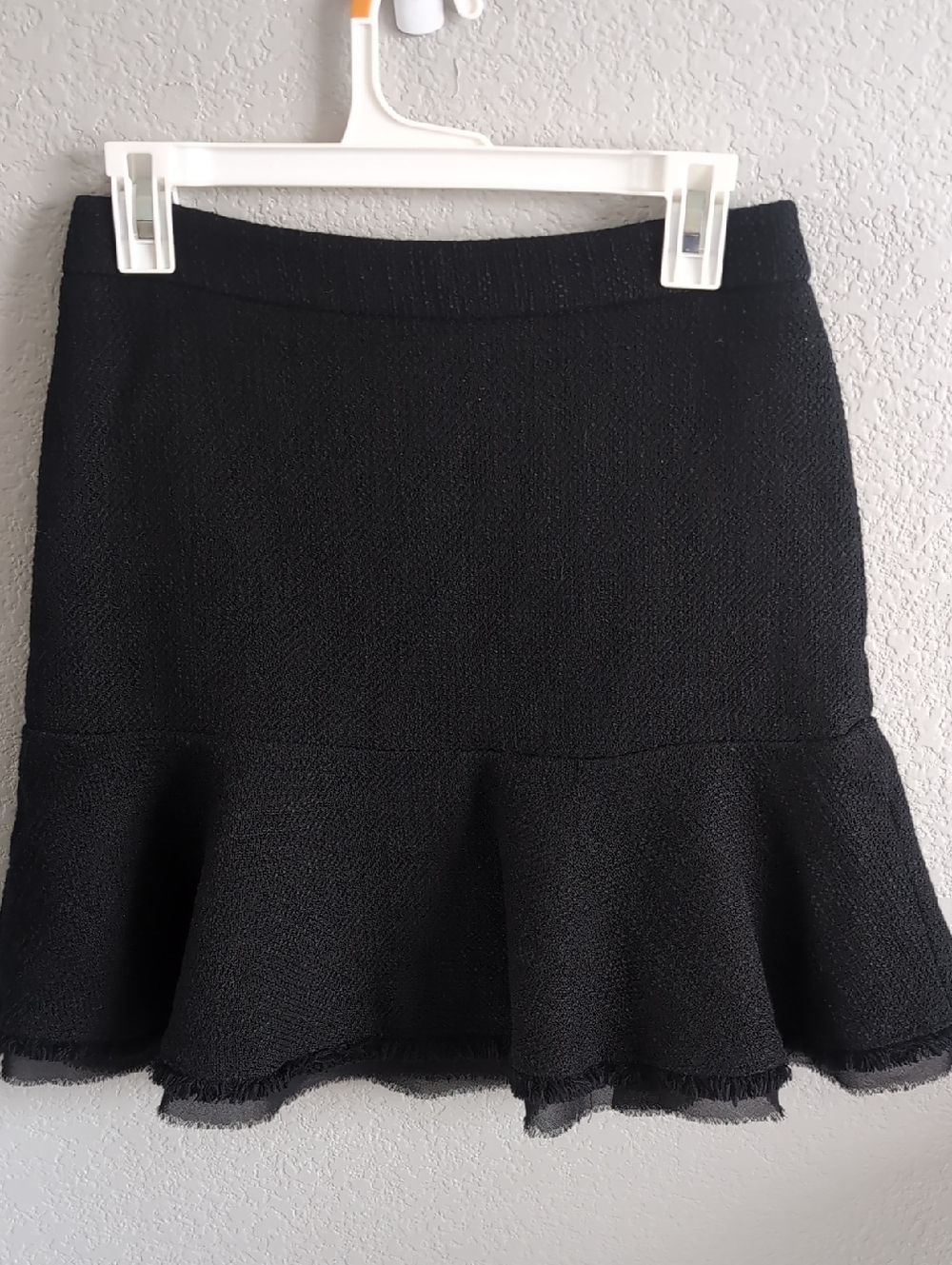 Ann Taylor Black Tweed Flounce Hem Skirt